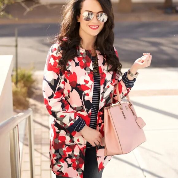 🌸Retro Floral Blazer The Limited Open Front Relaxed Boho Chic Women Medium NWT - Picture 1 of 9